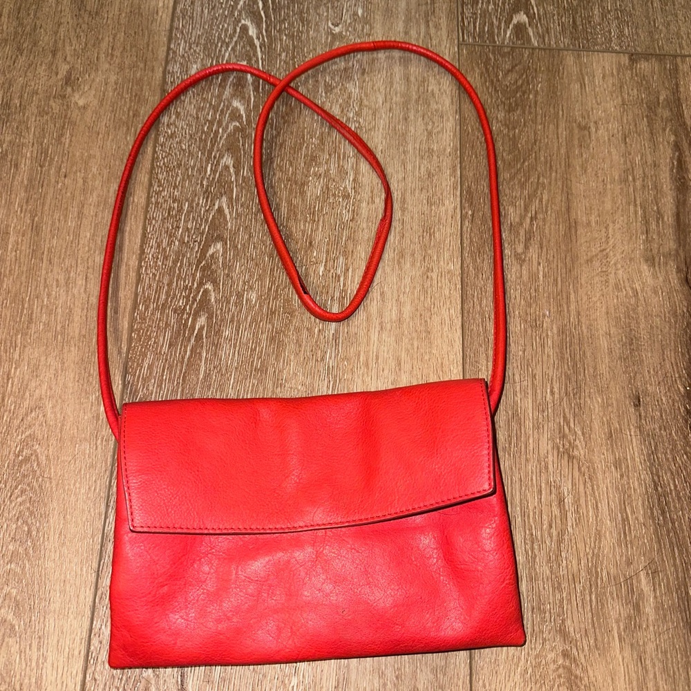 FREE PEOPLE Red Leather Crossbody Bag
